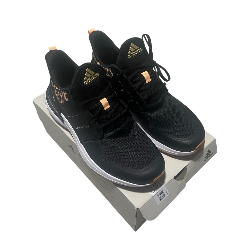 Adidas Black and Gold Sneakers with Knit Upper and Padded Tongue - Picture 1 of 3